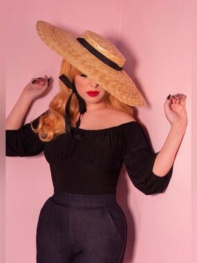 Vixen by Micheline Pitt Vacation Top Black off the shoulder Size Large NWOT